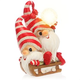 com-four® LED Gnome Figure on Sleigh - Cute Christmas Decoration with Light - Christmas Gnome Decoration for Standing - Christmas Decoration (1 Piece - Gnome on Sleigh)