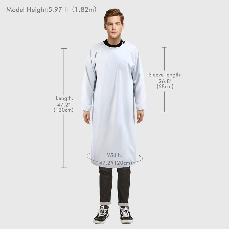 Surblue Waterproof Apron Long Sleeves, 47" Plus Size Aprons, Heavy