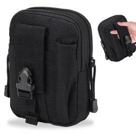 Molle Pouches, Tactical Belt Pouch for Outdoor Activities, Compact EDC Pouch with Secure Attachment, Black Utility Pouch for Hiking, Camping, Sports
