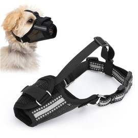 Nobleza - Muzzle for Dogs, Soft Mesh Muzzle for Small Dogs, Breathable, Reflective, Adjustable Dog Muzzle Prevents Biting, Chewing and Barking (S)