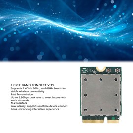 Wire Less Network Card Module, QCNCM865 Wire Less Card 2.4G 5G 6Ghz Triple Band M.2 Bluetooth 5.3 WiFi7 5.8Gbps Wire Less Network Adapter Card Module for Win 11