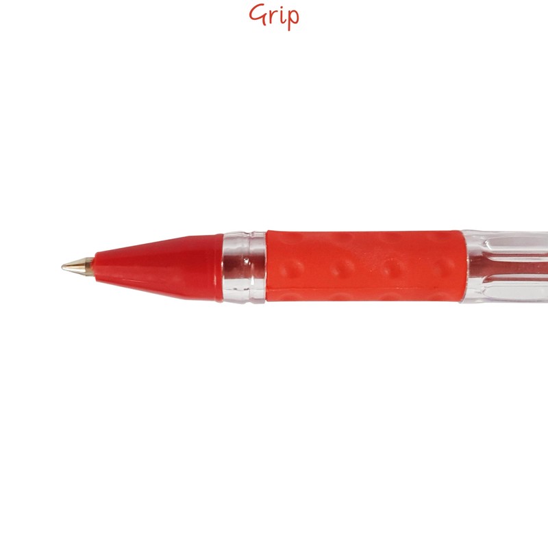 Gripper Ballpoint Pens, RED, Fine Point (0.5mm), Pack of 10,