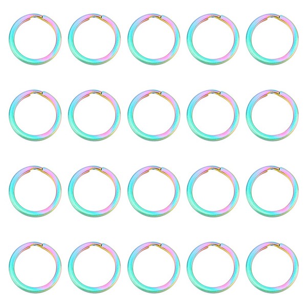 UNICRAFTALE about 20pcs 304 Stainless Steel Split Key Rings Rainbow