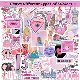 100pcs Stickers for Girls Water Bottle, Music Stickers for Adult, Female Pop Singer Stickers for Teen Girl, Vinyl Waterproof Stickers for Water Bottles Laptop, Pink Bookish Stickers Party Favors