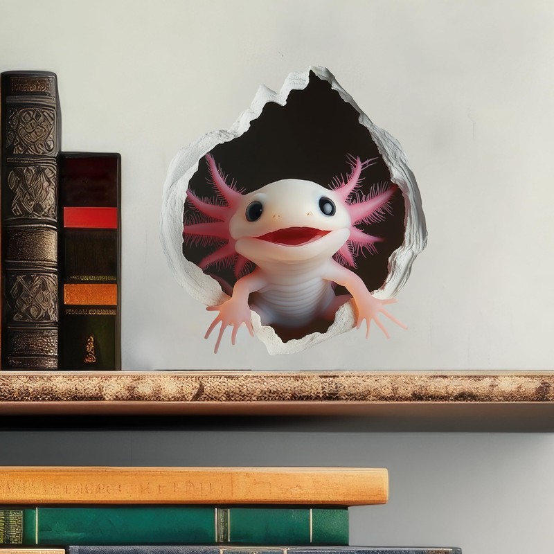 Axolotl Decal - Wall Hole Sticker with 3D Effect