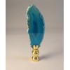 Lamp Finial-Natural BLUE/AQUA AGATE-Brass Base