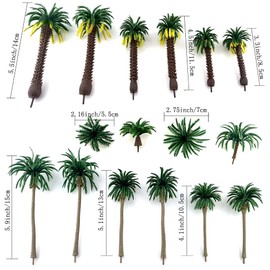 Saktopdeco 16 piezas de plástico modelo tropical de palmera de coco para decoración de tartas de tren, ferrocarril, jardín de hadas