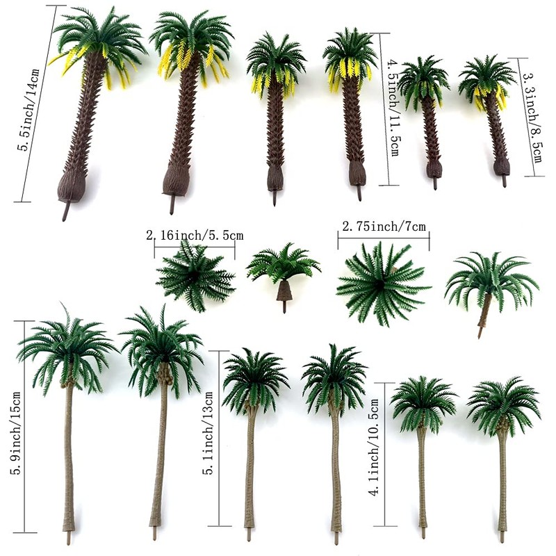 Saktopdeco 16 piezas de plástico modelo tropical de palmera de