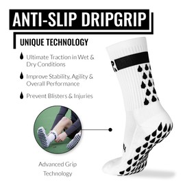 DRIPsox® Football Grip Socks Kids, Junior, Women & Men - 1 Pair (XXS) Black Grip Socks Football with Anti Slip Tech - Multiple Colours - 5 Sizes (XS:13C-2.5, S:3-5.5, M:6-8.5, L:9-11.5, XL:12+)