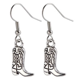 1 Pair Boot Earrings,1 Jewelry Bag,Women Cowboy Accessories Cowgirl Boot Earrings,Western Cowboy Earrings,Punk Earrings,Vintage Earrings