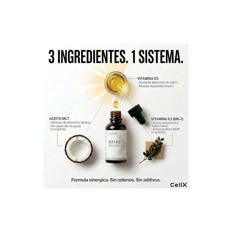 CellX Vitamina D3 10 mcg + K2 MK-7 10 mcg