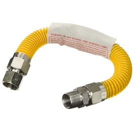 Gas Connector Kit 12 inch Yellow Coated Stainless Steel, 5/8” OD Flexible Gas Hose Connector for Gas Range, Furnace, Stove, 3/8” FIP x 1/2” MIP Stainless Steel Fittings, 12” Gas Appliance Supply Line