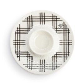 DEMDACO Tartan Plaid Design - 13 Inch; 8 Ounce Black/White Melamine Chip-and-Dip Serving Set