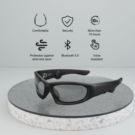 Hawk Scope Bluetooth sunglasses Safety Headphones for cycling sports work with Open-Ear Audio Unisex, (black Lens)