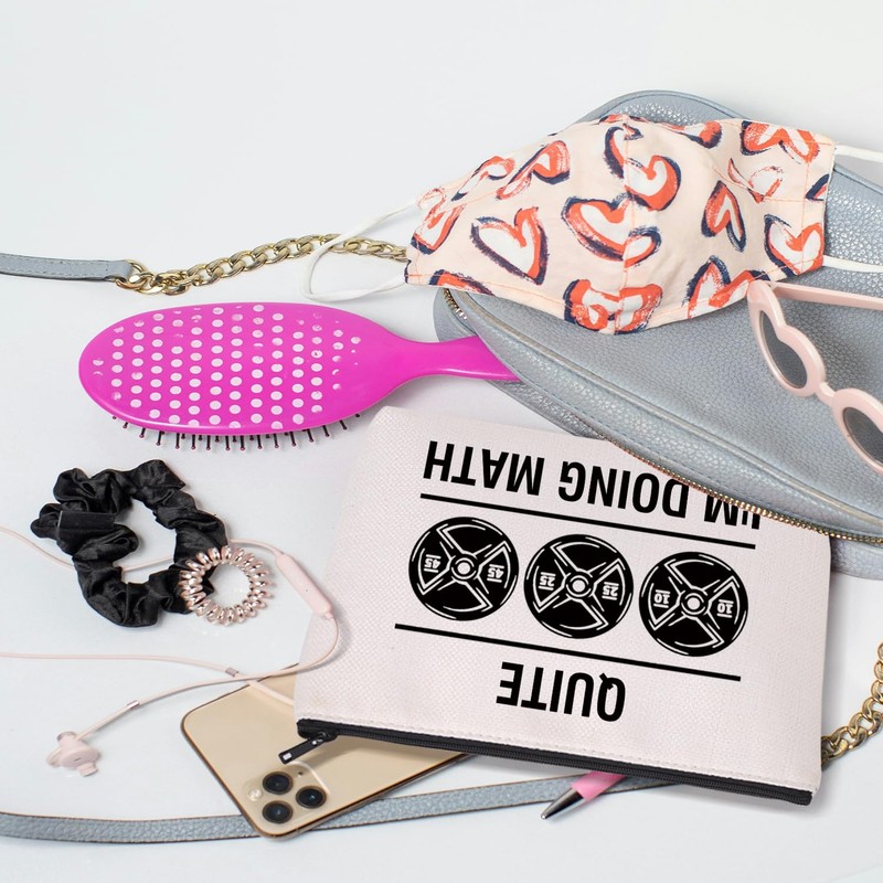 MAOFAED Funny Weightlifting Gift Quiet I'm Doing Math Zipper Pouch,
