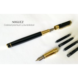 Noguez. Pluma Fuente con punta de Repuesto, Pluma Estilográfica de Trazo Elegante, Pluma de Punto Fino, Estílografo de Larga Duración, Pluma de Tinta Recargable.