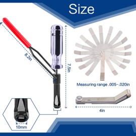 JNSOET Valve Lash Adjustment Tool, with Angled Feeler Gauge，Jam Nut Valve Adjustment Tool, Slotted Valve Adjusting Stud, Compatible with Honda/Nissan/Toyota/Japanese Auto Vehicle Engines (10mm Model)