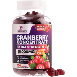 Cranberry Gummies 50:1 Extract - Urinary Tract Support, Cranberry Supplements For Women Made with 25,000mg, Helps Cleanse & Protect, Cran Berry Gummy Supplement Pills + Vitamin C - 120 Gummies