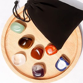 HKJHKJ Healing Crystals Set, Chakra Healing Crystals for Beginners 7 Chakra Stone Set Natural Gemstones for Anxiety Relief Balancing Yoga Meditation and Spiritual Awakening Worry Stone Reiki Positivity Gift