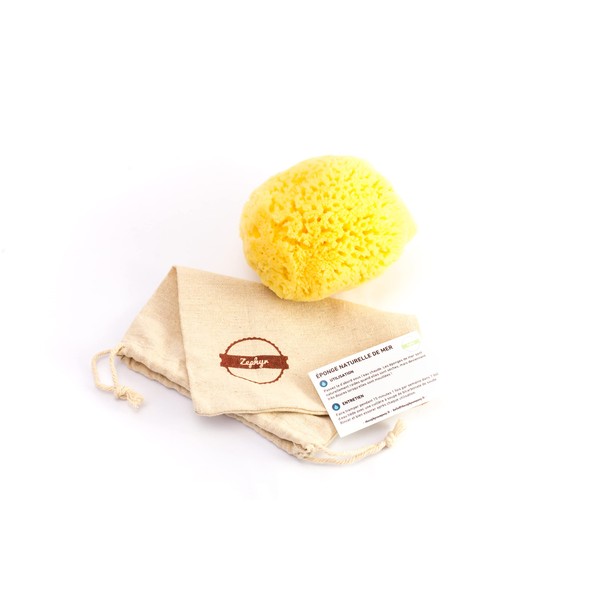 ZEPHYR® - Natural sea sponge - bath and shower for the body (12.5 - 13.5 cm) - large vegetable bath sponge (baby, child, adult)