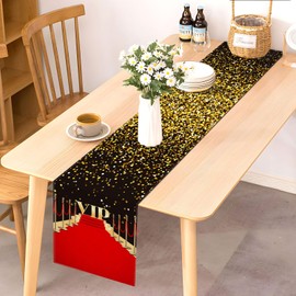 Pudodo VIP - Camino de mesa de alfombra roja para película, noche, fiesta de cumpleaños, decoración de película, espectáculo, graduación, cocina, comedor, decoración del hogar