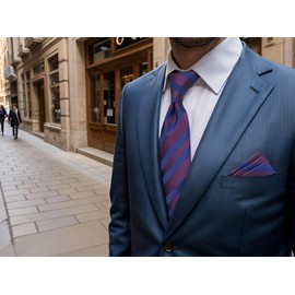 S&W SHLAX&WING Slim Men's Necktie, Pocket, Square, Skinny Tie Set, 2.4 inches (6 cm), Party, B49-ZH