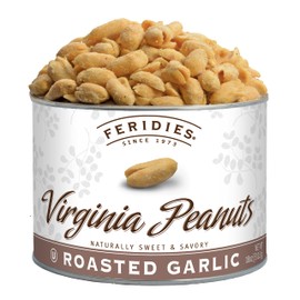 FERIDIES Roasted Garlic Virginia Peanuts Snacks Gourmet, Extra Large, 18oz Resealable Tin