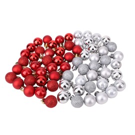 Toyland® Set Of 64 Mini Christmas Ornaments 32 Red 32 Silver 2.5cm (25mm)