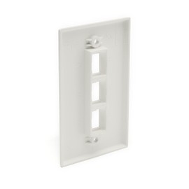 trueCABLE 3 Port Single Gang Keystone Wall Plate, UL Listed, Low Profile Design, Universally Compatible with Modular Ethernet, A/V, Coaxial, and Optical Fiber Keystones, 5 Pack, White