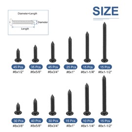DTGN 304 Stainless Steel Self-Tapping Screws Pan Head Sheet Metal Screws Assortments Hardware Kit,Black Oxide(Size:#6x1/2-#8x1-1/2-320pcs)