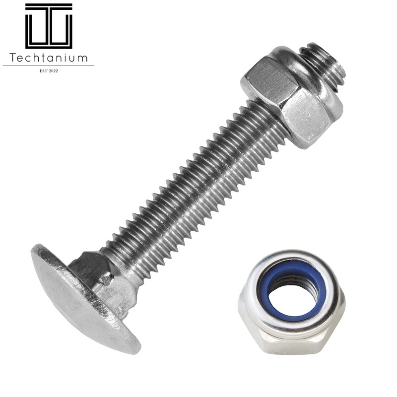 Techtanium® Carriage Bolts M6 x 35/35 mm with Locking Nuts