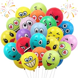 SPOKKI Pack of 120 Smiley Balloons, 12 Inch Emotion Series Latex Balloons