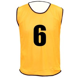 15 MESH BIBS FOOTBALL TRAINING SPORTS BIBS PRINTED NUMBER (1-15 OR number of your choice) Back only (Amber, Kids (U 5's))