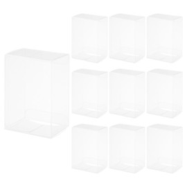 MECCANIXITY 10 PCS Clear Gift Box,2.4"x1.8"x3.7" Transparent Candy Box Plastic Favor Boxes Packing Box for Candy Cookies Christmas Wedding Party Wrapping