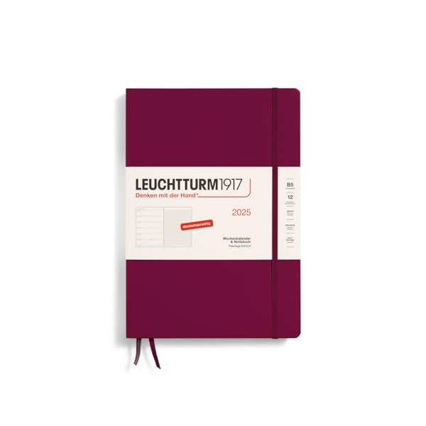 LEUCHTTURM1917 370479 Weekly Calendar & Notebook 2025, Composition B5 Hardcover