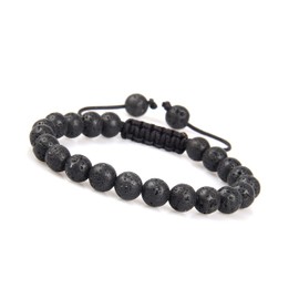 GD GOOD.designs EST. 2015 Bead Bracelet Men from genuine Lava Stone - Fully Adjustable Energy Bracelet - 8mm Chakra Ball Bracelet
