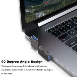 Jadebones 90 Degree USB 3.0 Adapter (4 Pack), Up, Down, Left and Right Angle USB-A Male to Female Extender Connector