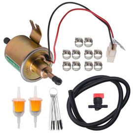 JDLLONG 12V Electric Fuel Pump Kit Universal Low Pressure Transfer Inline for Lawn Mower Engine 3-6PSI HEP-02A Gold Gas Diesel Fuel Transfer Pump