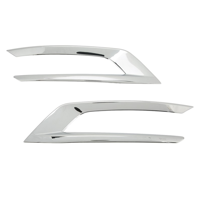 2PCS Front Fog Light Trim Silver Decoration Anti Fading Exterior