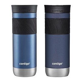 Contigo SnapSeal Insulated Stainless Steel Travel Mug with Grip 2-Pack, 20 oz., Blue Corn Transparent Satin & Midnight Berry