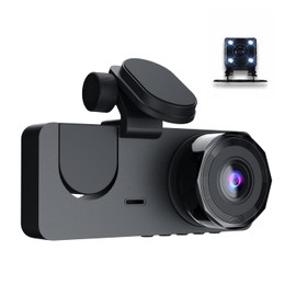 Cámara de Tablero DVR de 1080P Cámara Frontal, Interior y Trasera Grabadora de conducción Pantalla de 2 Pulgadas Soporte de cámara de Tablero...      