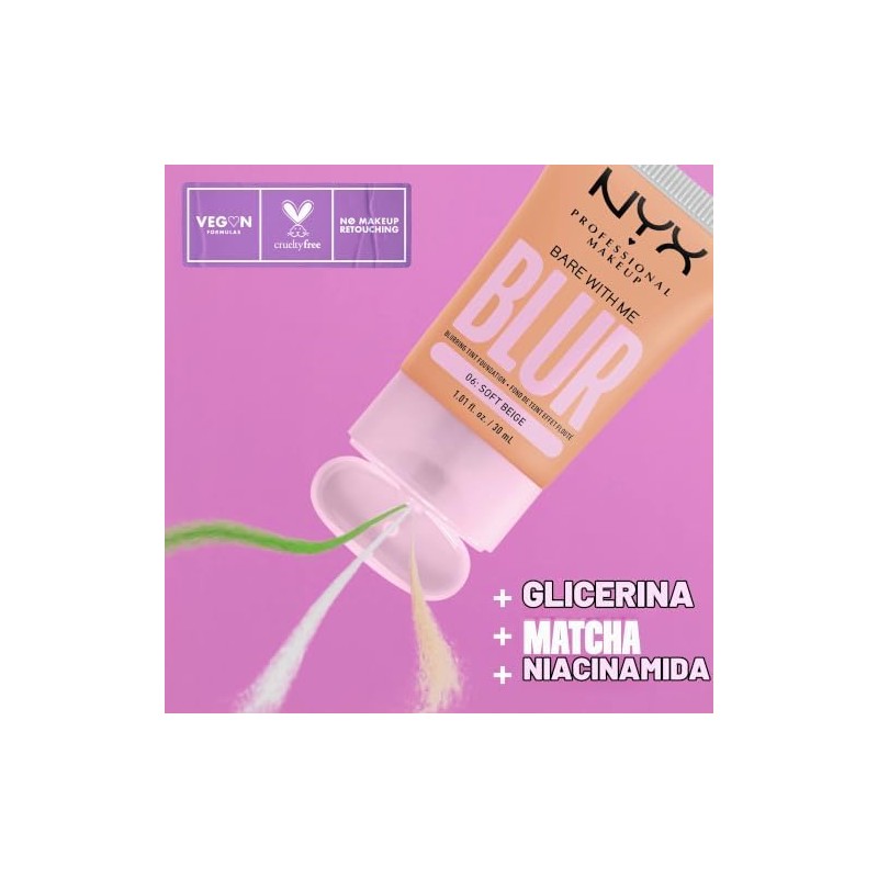 NYX PROFESSIONAL MAKEUP- Base de maquillaje Bare With Me consigue