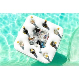 Triton AquaCooler Pool Drink Holder- Heavy Duty Pool Drink Float with 8 Drink Holders & Ice Chest That Holds 16 Drinks- Inflatable Floating Drink Holder for Pool, Hot Tubs, Lakes and Boats