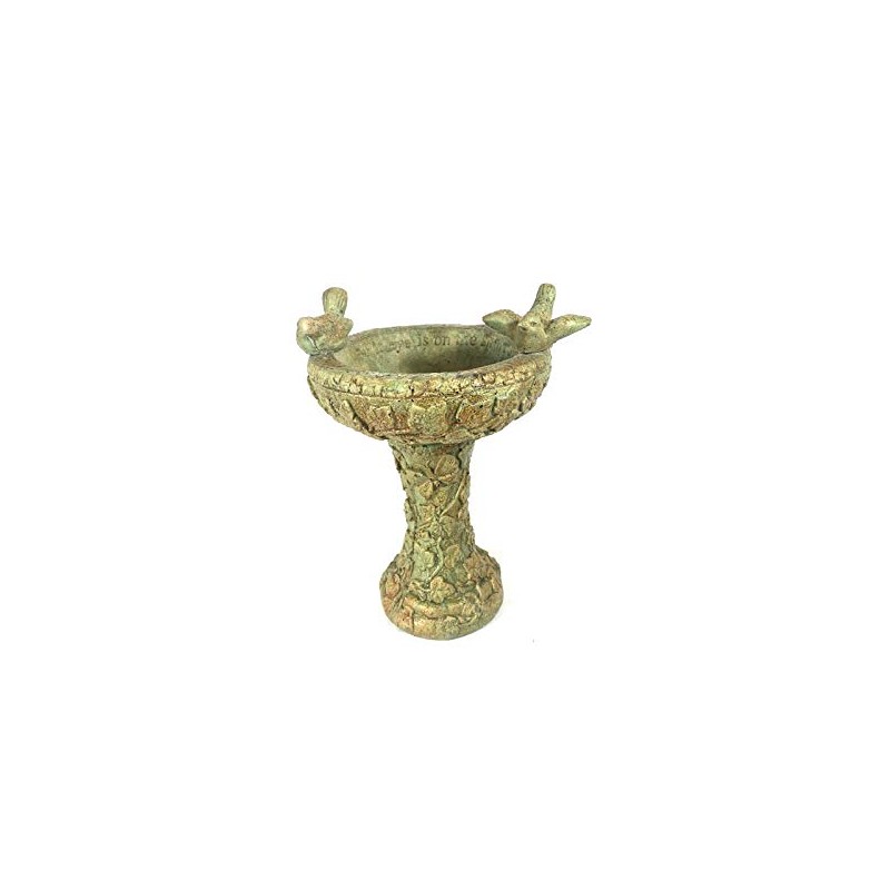 Solid Rock Stoneworks Eye on Sparrow Birdbath- 15in Tall- Verde