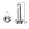 Wensilon (300Pcs) #8×3/4" Hex Washer Head Self Drilling Screws, 410