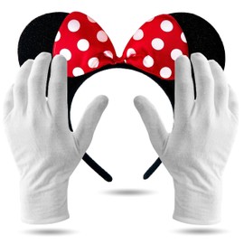 Costumed 2er Set Minnie Maus Ohren – Kostüm Set mit Handschuhen und Mausohren für Damen an Fasching & Karneval