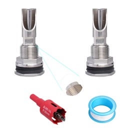 TL TOOLEGIN Automatic Pig Nipple Waterer Set with 304 Stainless Steel Water Tank Connectors for Barrel Kit - 2pcs Stainless Steel Nipples for Sows, Piglets, Goats - Includes Installation Hole Opener