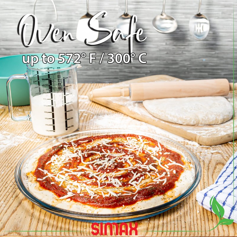 SIMAX Glass Pizza Pan for Oven: Borosilicate Glass Pizza Tray