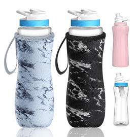 Desing Wish 2 PCS Insulated Sleeve for 32oz Cir'kul Water Bottle Shockproof Neoprene Protective Sleeves Compatible with 32oz Plastic and Stainless Steel Cir'kul Water Bottles (Black/Grey Marbling)