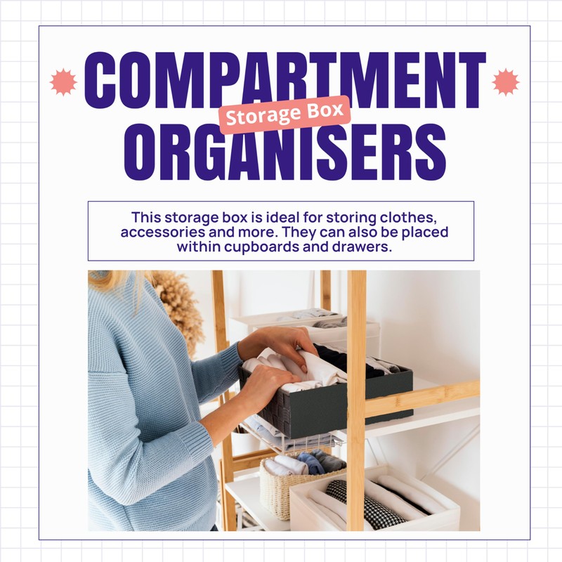 Lizzy Twin Compartment Organisers 8.5x25x40cm | Drawer Organiser Divider Collapsible